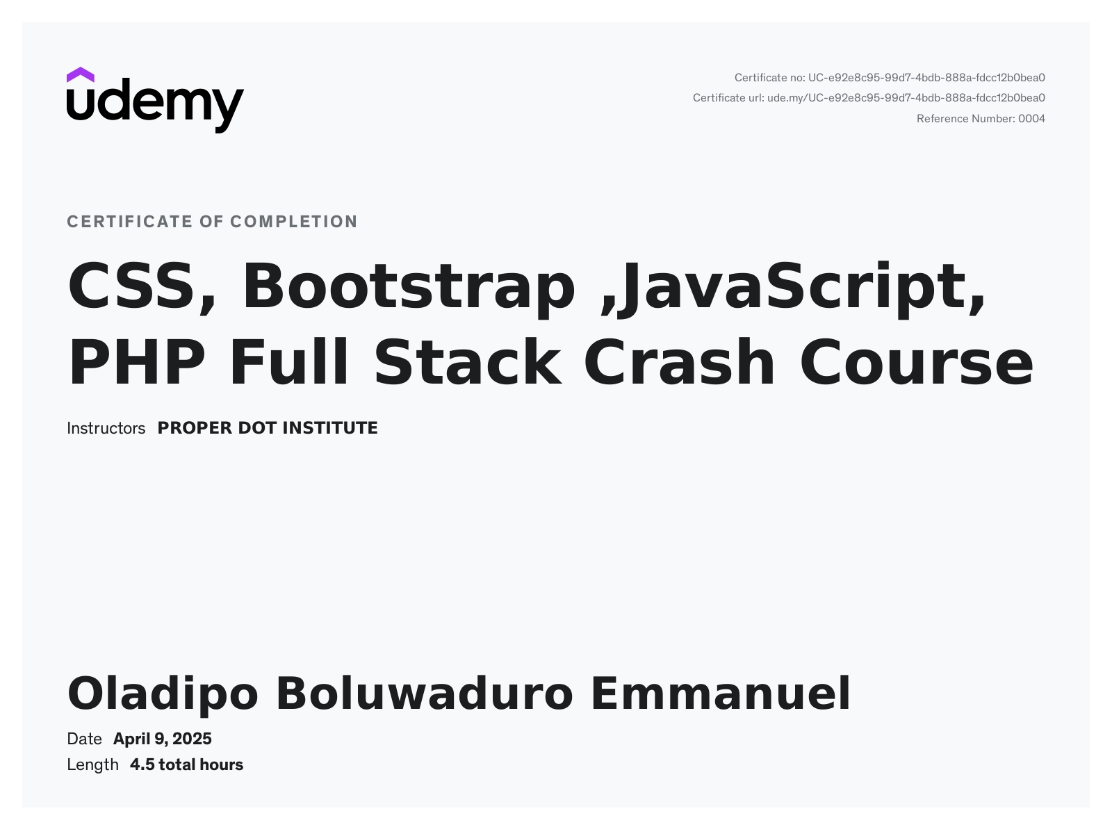 React Developer Certificate